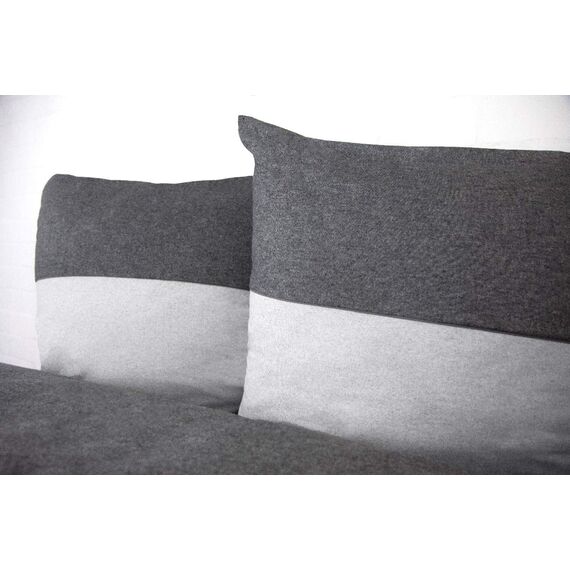 jilda-tex Biber Bettwäsche Made IN Germany Melange 135x200 cm + 80x80 cm 100% Baumwolle Feinbiberbettwäsche Edelflanell Verschiedene Größen/Farben(Hellgrau/Streifen Dunkelgrau, 135 x 200 cm)