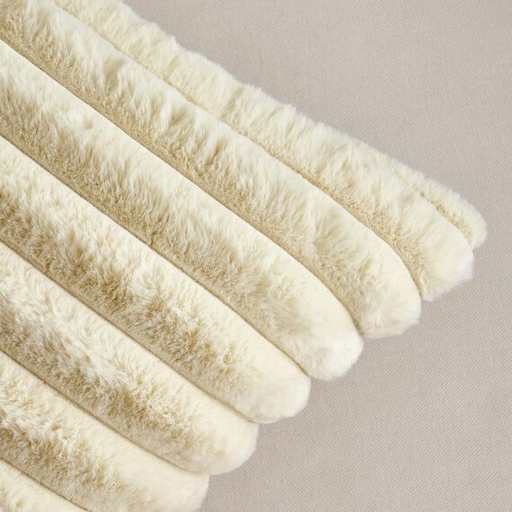 MIULEE Plüsch Kissenbezug 60x60 Deko Flauschige Kissenbezüge Kunstpelz Fell Sofakissen Flauschig Dekokissen Kissenhülle für Wohnzimmer Schlafzimmer Sofa Kuschelkissen Beige 2er Set