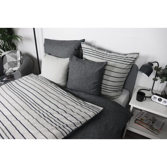 jilda-tex Biber Bettwäsche Made IN Germany Melange 135x200 cm + 80x80 cm 100% Baumwolle Feinbiberbettwäsche Edel-Flanell Verschiedene Größen/Farben (Colored Stripes - Hellgrau, 135 x 200 cm)