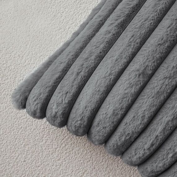 MIULEE Plüsch Kissenbezug 60x60 Deko Flauschige Kissenbezüge Kunstpelz Fell Sofakissen Flauschig Dekokissen Kissenhülle für Wohnzimmer Schlafzimmer Sofa Kuschelkissen Grau 2er Set