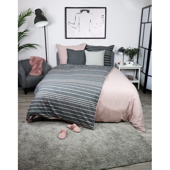 jilda-tex Biber Bettwäsche Made IN Germany Melange 135x200 cm + 80x80 cm 100% Baumwolle Feinbiberbettwäsche Edel-Flanell Verschiedene Größen/Farben (Colored Stripes - Anthrazit, 200 x 200 cm)