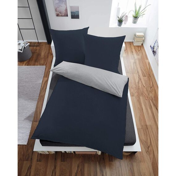 jilda-tex Biber Bettwäsche Made IN Germany Melange 135x200 cm + 80x80 cm 100% Baumwolle Feinbiberbettwäsche Edel-Flanell Verschiedene Größen/Farben (Uni Hellgrau/Blau, 200 x 200 cm)