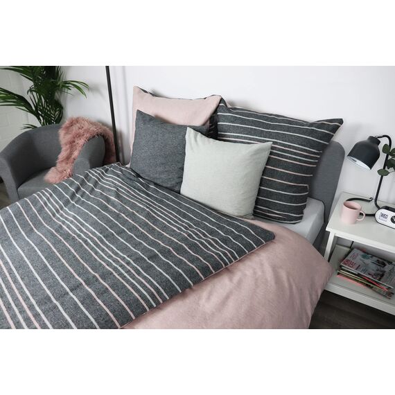 jilda-tex Biber Bettwäsche Made IN Germany Melange 135x200 cm + 80x80 cm 100% Baumwolle Feinbiberbettwäsche Edel-Flanell Verschiedene Größen/Farben (Colored Stripes - Anthrazit, 200 x 200 cm)