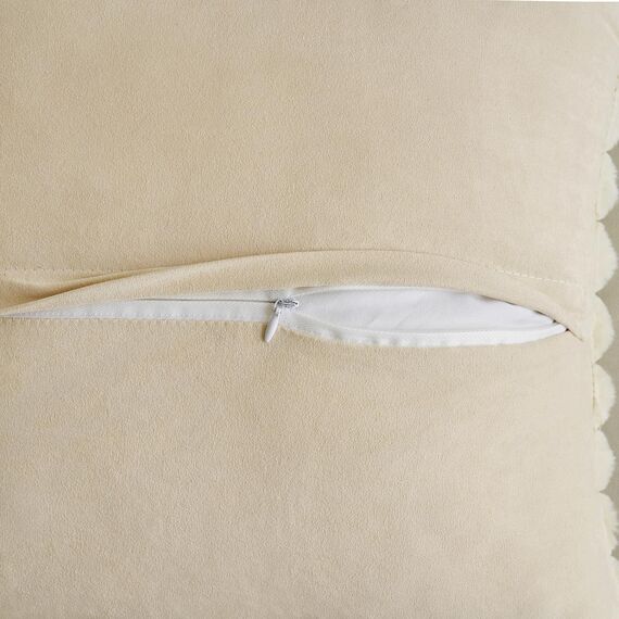 MIULEE Plüsch Kissenbezug 60x60 Deko Flauschige Kissenbezüge Kunstpelz Fell Sofakissen Flauschig Dekokissen Kissenhülle für Wohnzimmer Schlafzimmer Sofa Kuschelkissen Beige 2er Set