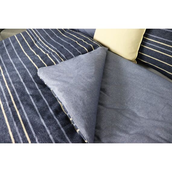 jilda-tex Biber Bettwäsche Made IN Germany Melange 135x200 cm + 80x80 cm 100% Baumwolle Feinbiberbettwäsche Edel-Flanell Verschiedene Größen/Farben (Colored Stripes - Dunkelblau, 200 x 200 cm)