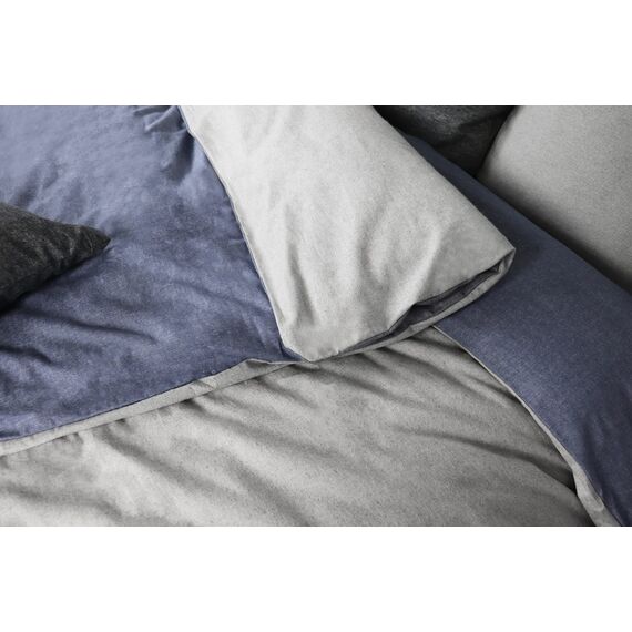 jilda-tex Biber Bettwäsche Made IN Germany Melange 135x200 cm + 80x80 cm 100% Baumwolle Feinbiberbettwäsche Edel-Flanell Verschiedene Größen/Farben (Hellgrau/Jeansblau, 135 x 200 cm)