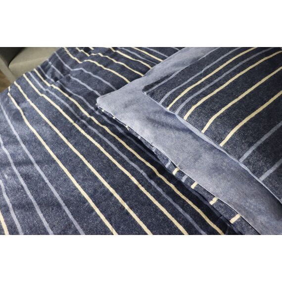 jilda-tex Biber Bettwäsche Made IN Germany Melange 135x200 cm + 80x80 cm 100% Baumwolle Feinbiberbettwäsche Edel-Flanell Verschiedene Größen/Farben (Colored Stripes - Dunkelblau, 200 x 200 cm)