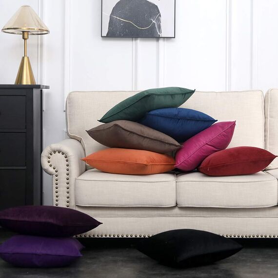 MIULEE 2er Set Samt Kissenbezug Flansch Kissenhülle Dekorative Sofakissen Dekokissen Umwickelte Kante Kissenbezüge Zierkissenbezug für Sofa Wohnzimmer Schlafzimmer 40x40 cm Dunkelblau
