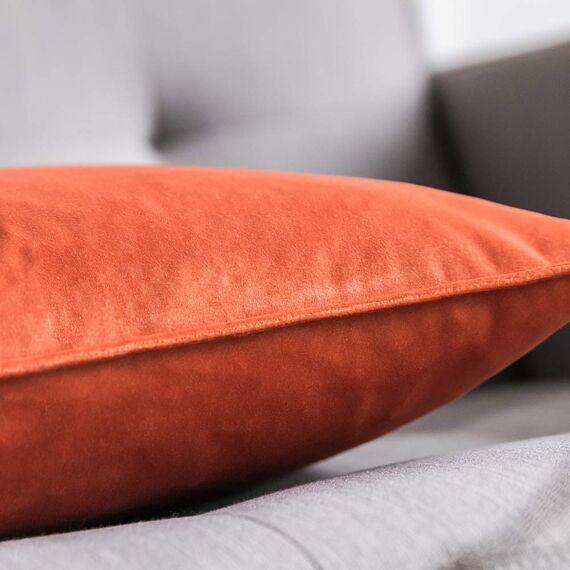 MIULEE 2er Set Samt Kissenbezug Flansch Kissenhülle Dekorative Sofakissen Dekokissen Umwickelte Kante Kissenbezüge Zierkissenbezug für Sofa Wohnzimmer Schlafzimmer 50x50 cm Orange