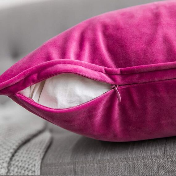 MIULEE 2er Set Samt Kissenbezug Flansch Kissenhülle Dekorative Sofakissen Dekokissen Umwickelte Kante Kissenbezüge Zierkissenbezug für Sofa Wohnzimmer Schlafzimmer 45x45 cm Rose Rot