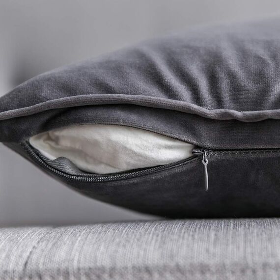 MIULEE 2er Set Samt Kissenbezug Flansch Kissenhülle Dekorative Sofakissen Dekokissen Umwickelte Kante Kissenbezüge Zierkissenbezug für Sofa Wohnzimmer Schlafzimmer 40x40 cm Hellgrau