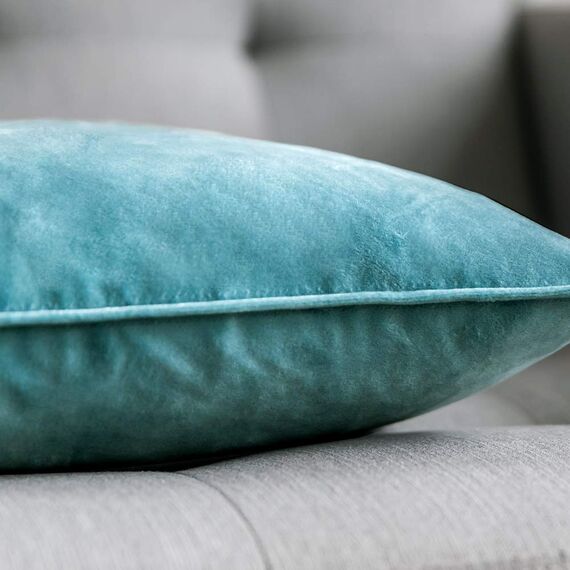 MIULEE 2er Set Samt Kissenbezug Flansch Kissenhülle Dekorative Sofakissen Dekokissen Umwickelte Kante Kissenbezüge Zierkissenbezug für Sofa Wohnzimmer Schlafzimmer 50x50 cm Blaugrün