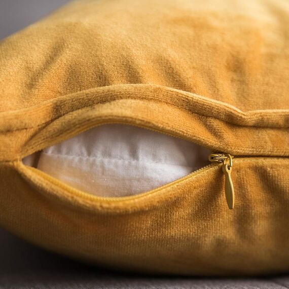 MIULEE 2er Set Samt Kissenbezug Flansch Kissenhülle Dekorative Sofakissen Dekokissen Umwickelte Kante Kissenbezüge Zierkissenbezug für Sofa Wohnzimmer Schlafzimmer 50x50 cm Golden