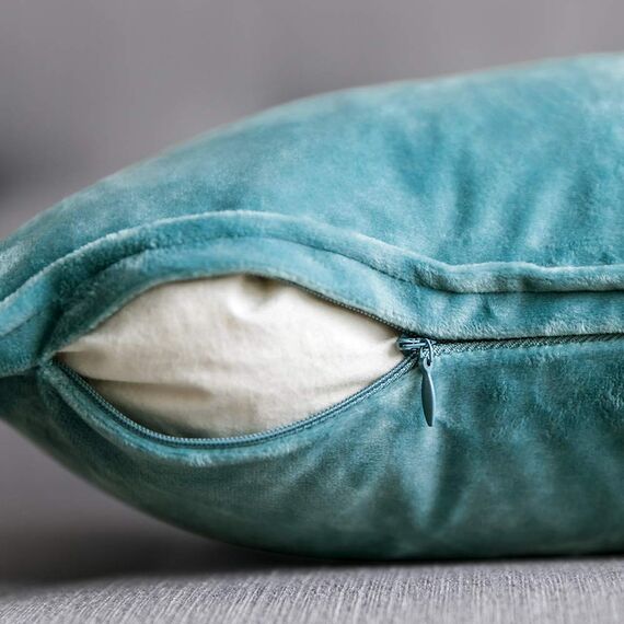 MIULEE 2er Set Samt Kissenbezug Flansch Kissenhülle Dekorative Sofakissen Dekokissen Umwickelte Kante Kissenbezüge Zierkissenbezug für Sofa Wohnzimmer Schlafzimmer 50x50 cm Blaugrün