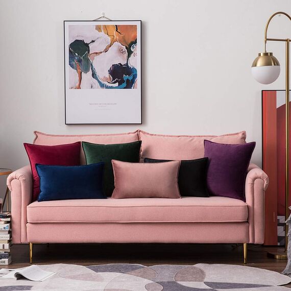 MIULEE 2er Set Samt Kissenbezug Weihnachten Flansch Kissenhülle Dekorative Sofakissen Dekokissen Umwickelte Kante Kissenbezüge Zierkissenbezug für Sofa Wohnzimmer Schlafzimmer 40x60 cm Wein Rot