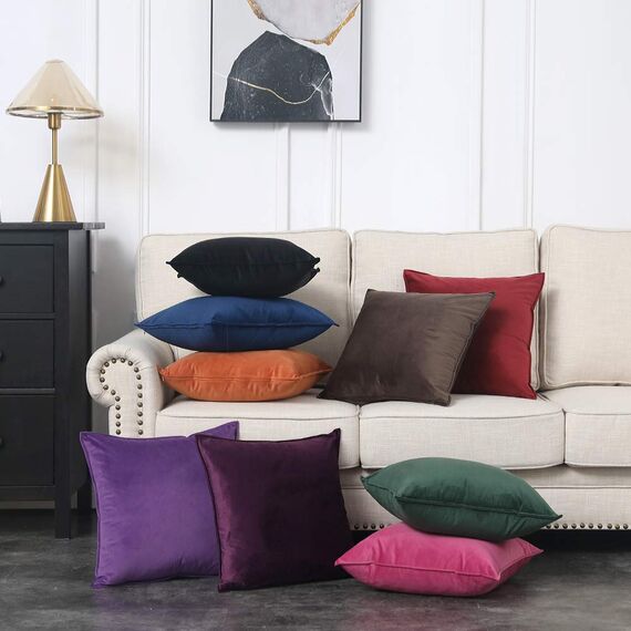 MIULEE 2er Set Samt Kissenbezug Weihnachten Flansch Kissenhülle Dekorative Sofakissen Dekokissen Umwickelte Kante Kissenbezüge Zierkissenbezug für Sofa Wohnzimmer Schlafzimmer 40x60 cm Wein Rot