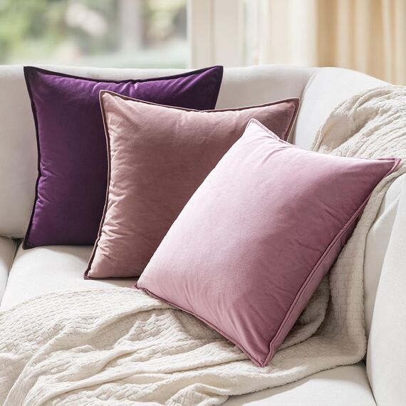 MIULEE 2er Set Samt Kissenbezug Flansch Kissenhülle Dekorative Sofakissen Dekokissen Umwickelte Kante Kissenbezüge Zierkissenbezug für Sofa Wohnzimmer Schlafzimmer 40x40 cm Aubergine Lila