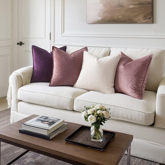 MIULEE 2er Set Samt Kissenbezug Flansch Kissenhülle Dekorative Sofakissen Dekokissen Umwickelte Kante Kissenbezüge Zierkissenbezug für Sofa Wohnzimmer Schlafzimmer 60x60 cm Marmelade