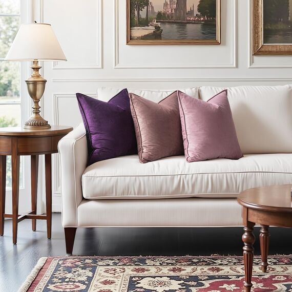 MIULEE 2er Set Samt Kissenbezug Flansch Kissenhülle Dekorative Sofakissen Dekokissen Umwickelte Kante Kissenbezüge Zierkissenbezug für Sofa Wohnzimmer Schlafzimmer 50x50 cm Aubergine Lila