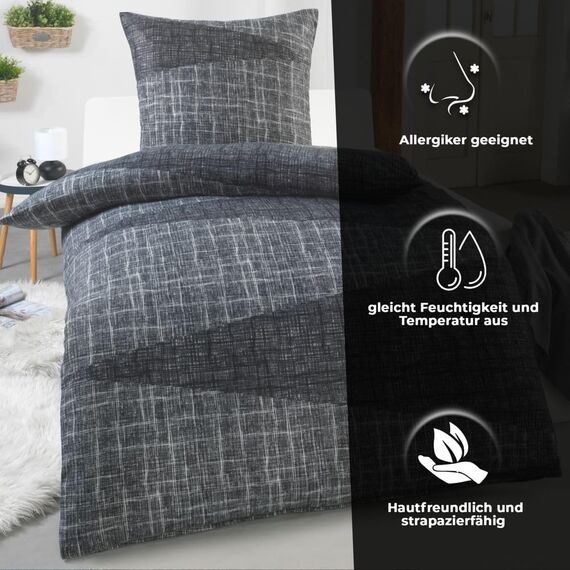 DreamHome Warme Winter Mikrofaser Termo Fleece Bettwäsche 135x200 155x220 200x200 für die Kaltejahreszeit Modern, Größe:155 x 220 cm, Design - Motiv:Design 1