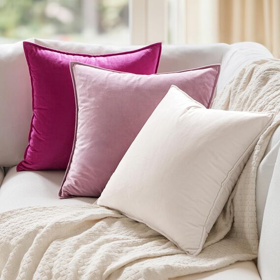 MIULEE 2er Set Samt Kissenbezug Flansch Kissenhülle Dekorative Sofakissen Dekokissen Umwickelte Kante Kissenbezüge Zierkissenbezug für Sofa Wohnzimmer Schlafzimmer 60x60 cm Rose Rot