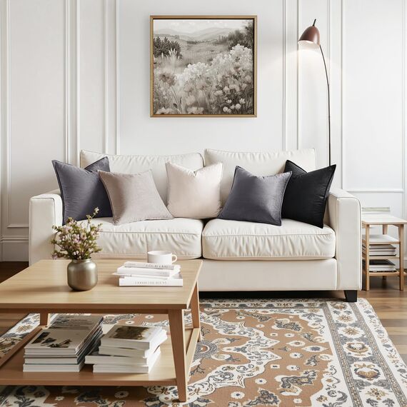 MIULEE 2er Set Samt Kissenbezug Flansch Kissenhülle Dekorative Sofakissen Dekokissen Umwickelte Kante Kissenbezüge Zierkissenbezug für Sofa Wohnzimmer Schlafzimmer 40x40 cm Hellgrau