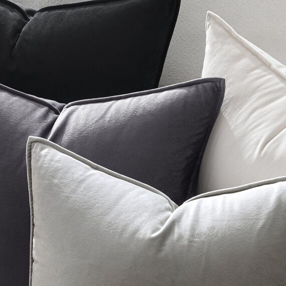 MIULEE 2er Set Samt Kissenbezug Flansch Kissenhülle Dekorative Sofakissen Dekokissen Umwickelte Kante Kissenbezüge Zierkissenbezug für Sofa Wohnzimmer Schlafzimmer 50x50 cm Hellgrau