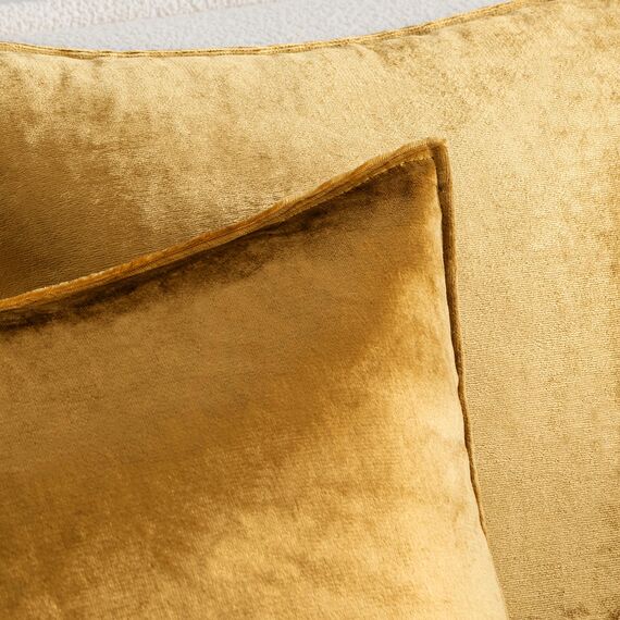 MIULEE 2er Set Samt Kissenbezug Flansch Kissenhülle Dekorative Sofakissen Dekokissen Umwickelte Kante Kissenbezüge Zierkissenbezug für Sofa Wohnzimmer Schlafzimmer 50x50 cm Champagner Golden