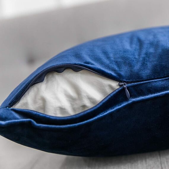 MIULEE 2er Set Samt Kissenbezug Flansch Kissenhülle Dekorative Sofakissen Dekokissen Umwickelte Kante Kissenbezüge Zierkissenbezug für Sofa Wohnzimmer Schlafzimmer 30x50 cm Dunkelblau