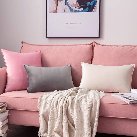 MIULEE 2er Set Samt Kissenbezug Flansch Kissenhülle Dekorative Sofakissen Dekokissen Umwickelte Kante Kissenbezüge Zierkissenbezug für Sofa Wohnzimmer Schlafzimmer 40x40 cm Creme weiß