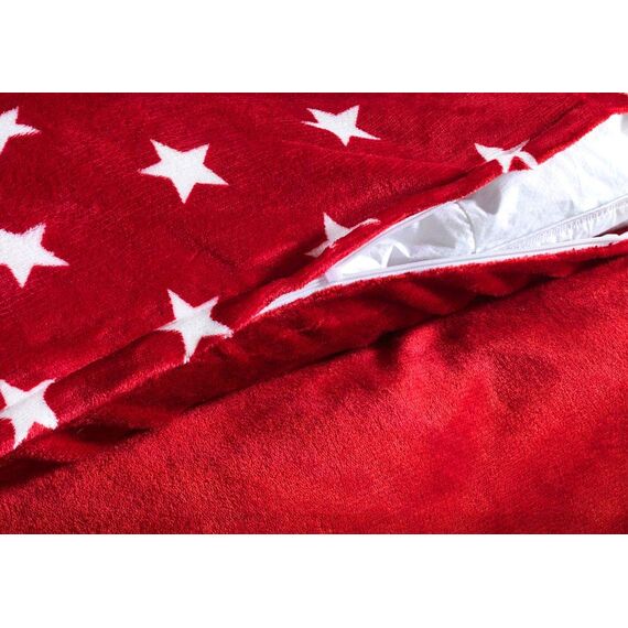 MALIKA Warme Winter Plüsch Sterne Wende-Bettwäsche Nicky-Teddy 'Cashmere Touch' Coral Fleece viele Farben & Größen, Farbe:Weinrot, Größe:200 x 200 cm