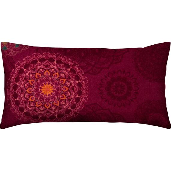 Erwin Müller Kissenbezug, Kissenhülle Flanell - Mandala - mollig warm, temperaturregulierend, mit praktischem Reißverschluss - Bordeaux Größe 40x80 cm