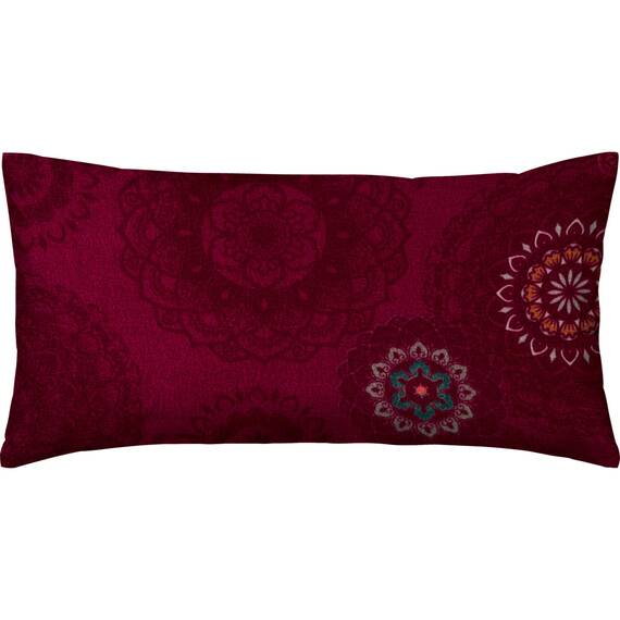 Erwin Müller Kissenbezug, Kissenhülle Flanell - Mandala - mollig warm, temperaturregulierend, mit praktischem Reißverschluss - Bordeaux Größe 40x80 cm