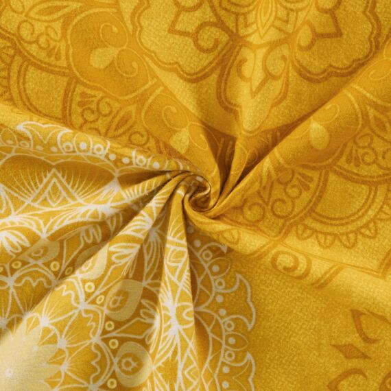 Erwin Müller Bettwäsche, Bettgarnitur Flanell - Mandala - mollig warm, temperaturregulierend, mit praktischem Reißverschluss - Curry Größe 240x220 (40x80)