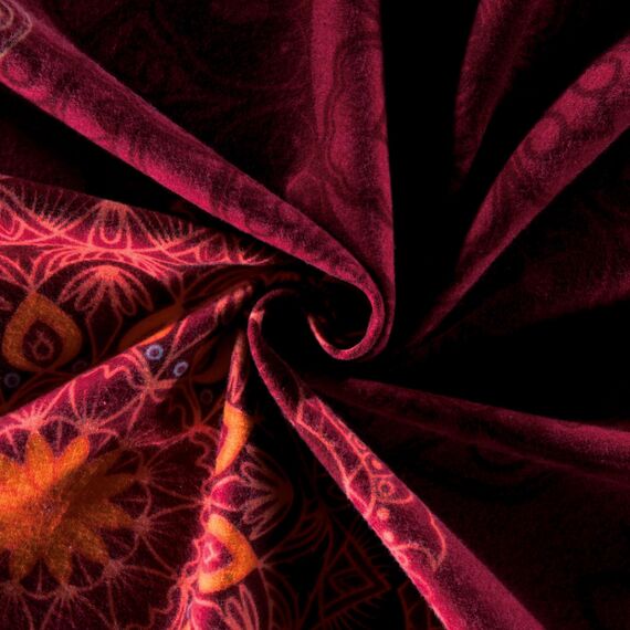 Erwin Müller Bettwäsche, Bettgarnitur Flanell - Mandala - mollig warm, temperaturregulierend, mit praktischem Reißverschluss - Bordeaux Größe 40x80 cm / 155x240 cm