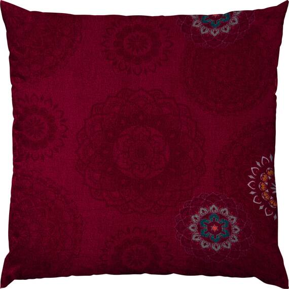 Erwin Müller Kissenbezug, Kissenhülle Flanell - Mandala - mollig warm, temperaturregulierend, mit praktischem Reißverschluss - Bordeaux Größe 80x80 cm