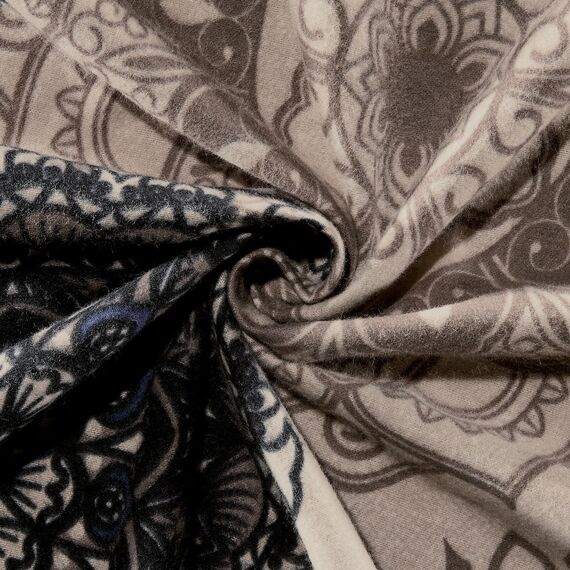 Erwin Müller Bettwäsche, Bettgarnitur Sparpaket 4-TLG. Flanell - Mandala - mollig warm, temperaturregulierend, mit praktischem Reißverschluss - beige Größe 80x80 cm / 155x200 cm