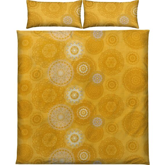 Erwin Müller Bettwäsche, Bettgarnitur Flanell - Mandala - mollig warm, temperaturregulierend, mit praktischem Reißverschluss - Curry Größe 240x220 (40x80)