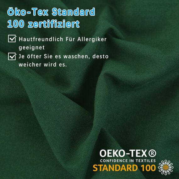 ATsense Bettwäsche 135x200 Baumwolle 4teilig, Stonewashed Bettwäsche-Sets Waldgrün Ähnlich wie Leinen, Oeko-TEX, Hypoallergen und Atmungsaktiv, 2 Bettbezug und 2 Kissenbezug 80x80