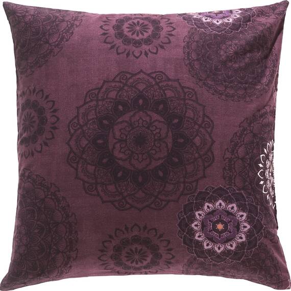 Erwin Müller Kissenbezug, Kissenhülle Flanell - Mandala - mollig warm, temperaturregulierend, mit praktischem Reißverschluss - aubergine Größe 80x80 cm