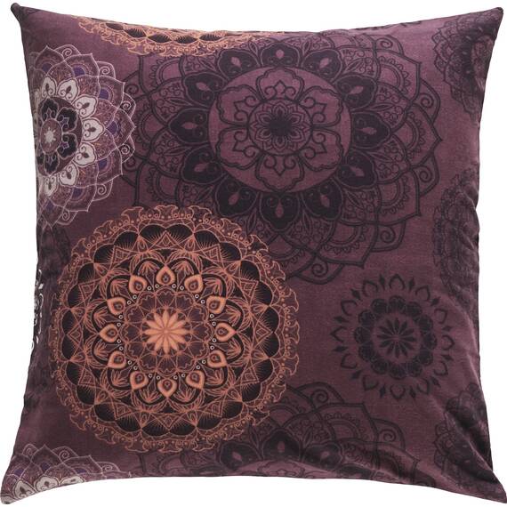 Erwin Müller Kissenbezug, Kissenhülle Flanell - Mandala - mollig warm, temperaturregulierend, mit praktischem Reißverschluss - aubergine Größe 80x80 cm