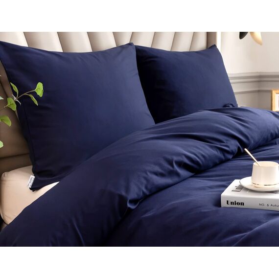 Amolavet Winter Bettwäsche 135x200 2teilig Set Blau aus Gebürstetem Mikrofaser Winterbettwäsche 135x200 Bettbezug 135 X 200 + Kissenbezüg 80x80 Mit Reißverschluss für Einzelbett