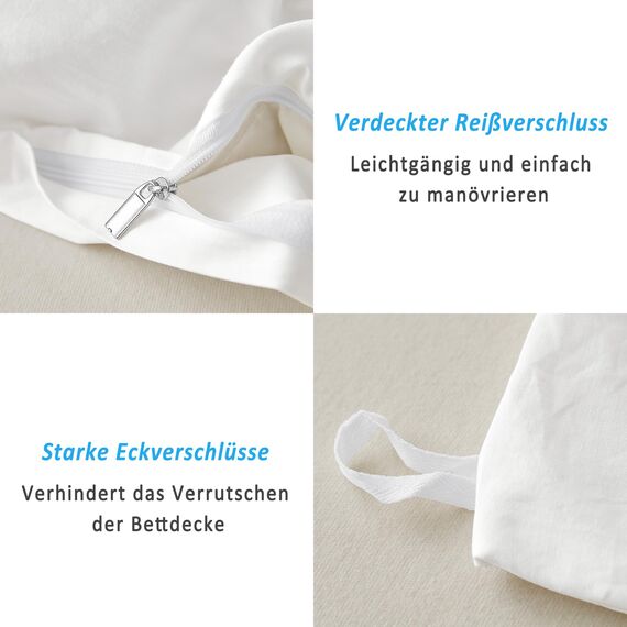 ATsense Bettwäsche 155x220 Baumwolle 2teilig, Stonewashed Bettwäsche-Sets Natur Weiß Ähnlich wie Leinen, Oeko-TEX, Hypoallergen und Atmungsaktiv, 1 Bettbezug und 1 Kissenbezug 80x80