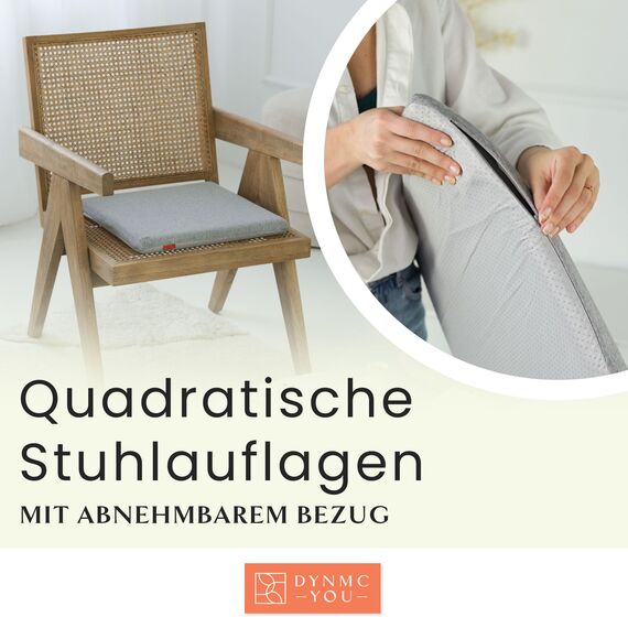 Sitzkissen Stuhl 40x40 cm im 2er Set – Sitzkissen Outdoor mit Memory Foam -Sitzkissen für Indoor & Outdoor Nutzung – Mittelhart H3 Sitzpolster Gartenstuhl Balkon Terrasse – Garten Sitzpolster Grau