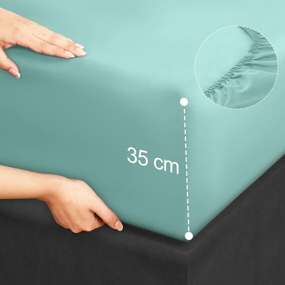 Utopia Bedding 4 Teilige Bettlaken Set 150x200 cm, Spa Blau - Polyester Microfaser, Oeko-Tex Zertifiziert, 1 Spannbettlaken 150x200 cm, 1 Bettlaken 266x259 cm und 2 Kissenbezüge 50x75 cm