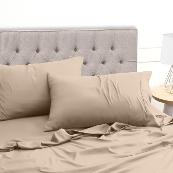 Utopia Bedding 4 Teilige Bettlaken Set 135x190 cm, Beige - Polyester Microfaser, Oeko-Tex Zertifiziert, 1 Spannbettlaken 135x190 cm, 1 Bettlaken 225x255 cm und 2 Kissenbezüge 50x75 cm