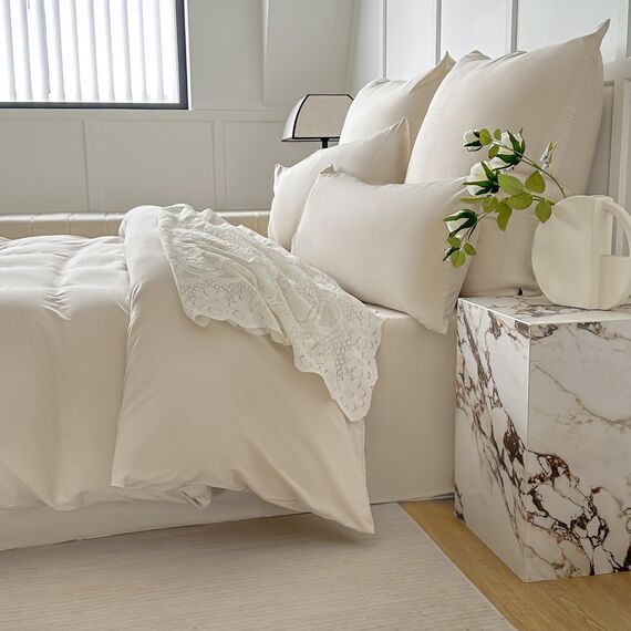 Amolavet Winter Bettwäsche Beige 200x200 3teilig Set aus Gebürstetem Mikrofaser Winterbettwäsche 200x200 Mit Reißverschluss für Doppelbett Bettbezug 200x200cm + 2 Kissenbezüg 80x80cm