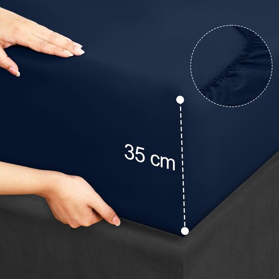 Utopia Bedding 4 Teilige Bettlaken Set 180x200 cm, Marineblau - Polyester Microfaser, Oeko-Tex Zertifiziert, 1 Spannbettlaken 180x200 cm, 1 Bettlaken 270x290 cm und 2 Kissenbezüge 50x75 cm