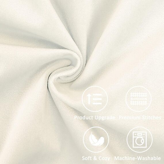 Topfinel Boho Kissenbezug 40x40 cm 2er Set Samt Kissenhülle Kissenbezug für Dekokissen Sofakissen mit Pompons Wohnzimmer Schlafzimmer Sofa Dekokissenbezug Creme