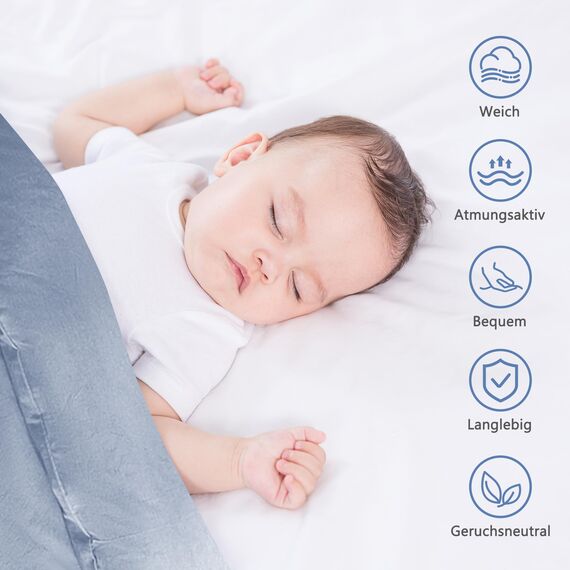 ATsense Bettwäsche 135x200 Baumwolle 4teilig, Stonewashed Bettwäsche-Sets Himmelblau Ähnlich wie Leinen, Oeko-TEX, Hypoallergen und Atmungsaktiv, 2 Bettbezug und 2 Kissenbezug 80x80